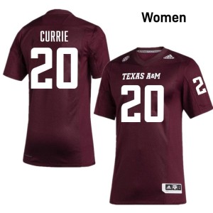 #20 Adonyss Currie Texas A&M SEC Football University Embroidered Numbers Jersey (Women, Maroon) 21540145