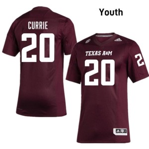 TAMU SEC #20 Adonyss Currie Youth NCAA Football Maroon Game Day Sewn Jersey 56119621