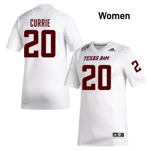 Genuine Adonyss Currie Texas A&M Aggies #20 White Women Player SEC High-Performance Football Jersey 92691711