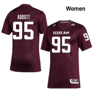 Aggies Maroon #95 Alex Abbott Women Authentic SEC College Pro-Stitched Football Jersey 48307320