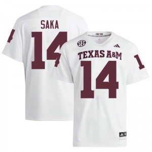 Aggies White #14 Anto Saka Men Authentic SEC NCAA Pro-Stitched Football Jersey 33159488