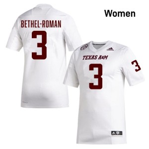 Genuine Ashton Bethel-Roman Texas A&M Aggies #3 White Women University SEC High-Performance Football Jersey 33297028