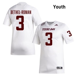 Ashton Bethel-Roman Youth Licensed #3 Texas A&M SEC White Football NCAA High-Quality Jersey 60727851