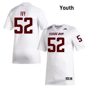 Texas A&M SEC #52 Blake Ivy Youth University Football White Game Day Sewn Jersey 30952908