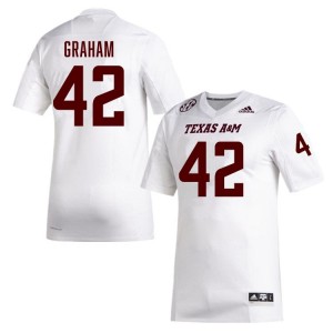 Men Boomer Graham Aggies Pride #42 White SEC Sewn High School Football Jersey 64612771