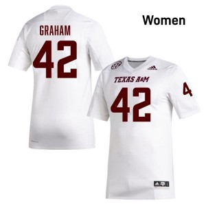 #42 Boomer Graham Texas A&M Aggies SEC Football University Embroidered Numbers Jersey (Women, White) 55125021