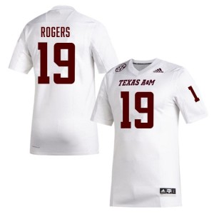 #19 Bravion Rogers Aggies SEC Football College Embroidered Numbers Jersey (Men, White) 39317289
