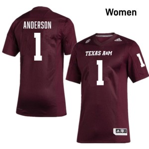 Aggies Maroon #1 Bryce Anderson Women Authentic SEC Player Pro-Stitched Football Jersey 25942917