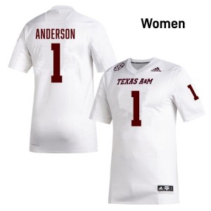 White Bryce Anderson #1 TAMU Legacy Edition Football Women NCAA Durable-Stitched SEC Jersey 18339500
