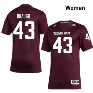 Texas A&M Maroon #43 Carter Braugh Women Authentic SEC High School Pro-Stitched Football Jersey 93201390