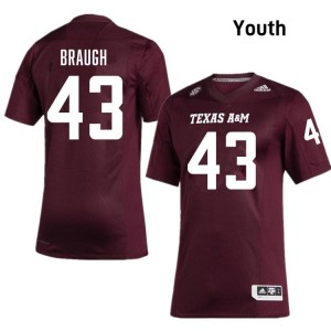 Genuine Carter Braugh TAMU #43 Maroon Youth University SEC High-Performance Football Jersey 19964189