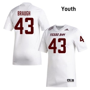 Youth Carter Braugh Texas A&M Pride #43 White SEC Sewn Player Football Jersey 24239208