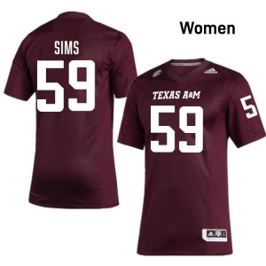 Maroon Chace Sims #59 Aggies Legacy Edition Football Women University Durable-Stitched SEC Jersey 35233853