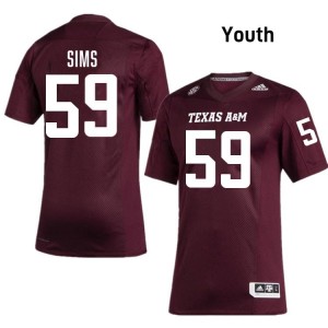 Youth Chace Sims Texas A&M Aggies Pride #59 Maroon SEC Sewn NCAA Football Jersey 64137885