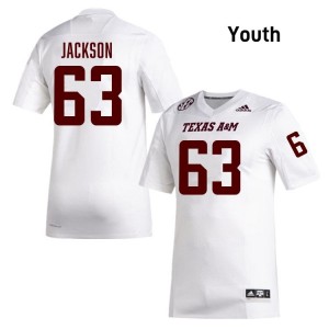 #63 Chance Jackson Aggies SEC Football NCAA Embroidered Numbers Jersey (Youth, White) 41016898