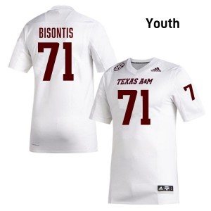 Aggies SEC #71 Chase Bisontis Youth Player Football White Game Day Sewn Jersey 92090593
