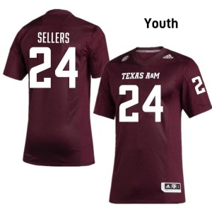 Cobey Sellers Youth Licensed #24 TAMU SEC Maroon Football University High-Quality Jersey 93412782