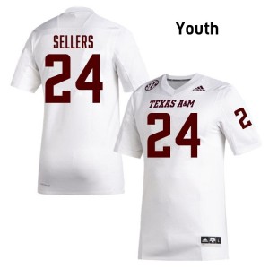 #24 Cobey Sellers Texas A&M SEC Football Player Embroidered Numbers Jersey (Youth, White) 79518901