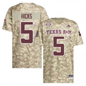 Aggies Beige #5 DJ Hicks Men Authentic SEC College Pro-Stitched Football Jersey 43840161