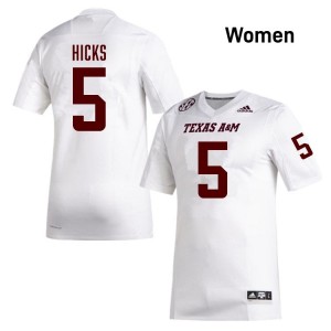 TAMU SEC #5 DJ Hicks Women College Football White Game Day Sewn Jersey 98284218