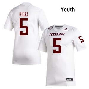 Aggies White #5 DJ Hicks Youth Authentic SEC Player Pro-Stitched Football Jersey 84344092