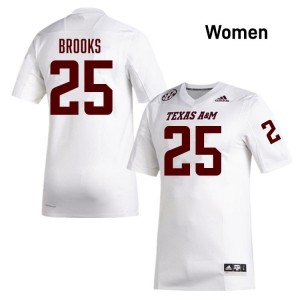 Dalton Brooks Women Licensed #25 Texas A&M Aggies SEC White Football College High-Quality Jersey 70133720