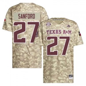 #27 Daymion Sanford Texas A&M SEC Football College Embroidered Numbers Jersey (Men, Beige) 88913629