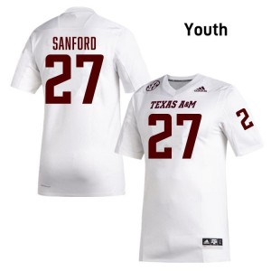 White Daymion Sanford #27 Texas A&M Legacy Edition Football Youth High School Durable-Stitched SEC Jersey 80206180