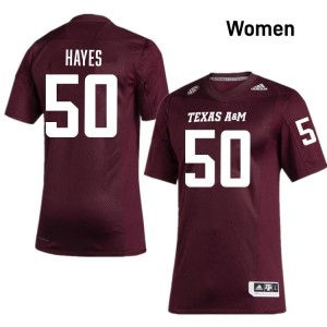 Dayon Hayes Women Licensed #50 Texas A&M SEC Maroon Football High School High-Quality Jersey 89455652