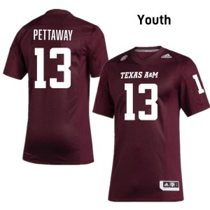 Genuine Deyjhon Pettaway Texas A&M Aggies #13 Maroon Youth NCAA SEC High-Performance Football Jersey 23703823