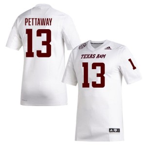 Deyjhon Pettaway Men Licensed #13 Texas A&M SEC White Football College High-Quality Jersey 50636343