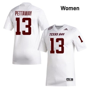 White Deyjhon Pettaway #13 TAMU Legacy Edition Football Women Player Durable-Stitched SEC Jersey 75850052