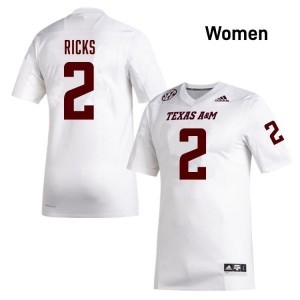 TAMU White #2 Dezz Ricks Women Authentic SEC College Pro-Stitched Football Jersey 27024963