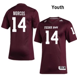 Youth Eli Morcos TAMU Pride #14 Maroon SEC Sewn College Football Jersey 77540094