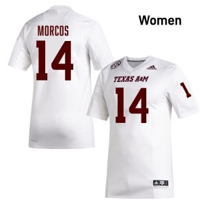 Texas A&M Aggies SEC #14 Eli Morcos Women High School Football White Game Day Sewn Jersey 81633462