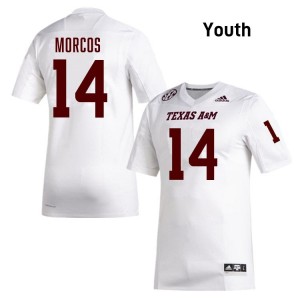 Texas A&M White #14 Eli Morcos Youth Authentic SEC University Pro-Stitched Football Jersey 38784615