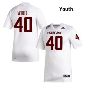 Aggies White #40 Gray Evans Youth Authentic SEC University Pro-Stitched Football Jersey 43708784