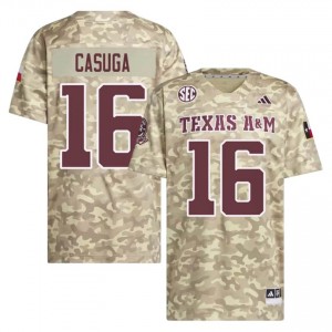 TAMU SEC #16 Helaman Casuga Men High School Football Beige Game Day Sewn Jersey 64942148