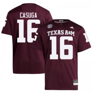 TAMU SEC #16 Helaman Casuga Men High School Football Maroon Game Day Sewn Jersey 73654512