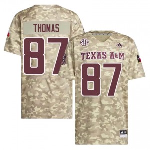 TAMU SEC #87 Houston Thomas Men High School Football Beige Game Day Sewn Jersey 18031891