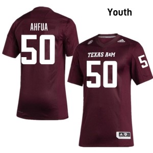 #50 Isendre Ahfua Texas A&M Aggies SEC Football Player Embroidered Numbers Jersey (Youth, Maroon) 67938492