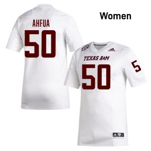 TAMU White #50 Isendre Ahfua Women Authentic SEC University Pro-Stitched Football Jersey 58298494