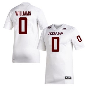 #0 Izaiah Williams Texas A&M SEC Football Player Embroidered Numbers Jersey (Men, White) 29175410