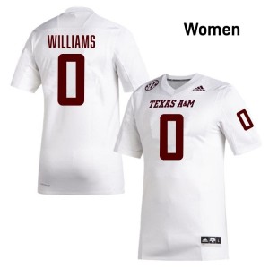 TAMU SEC #0 Izaiah Williams Women High School Football White Game Day Sewn Jersey 66677909