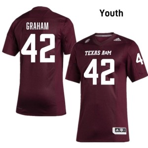 Jackson Graham Youth Licensed #42 Texas A&M Aggies SEC Maroon Football High School High-Quality Jersey 56752371