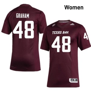 Texas A&M Maroon #48 Jacob Graham Women Authentic SEC High School Pro-Stitched Football Jersey 70930191