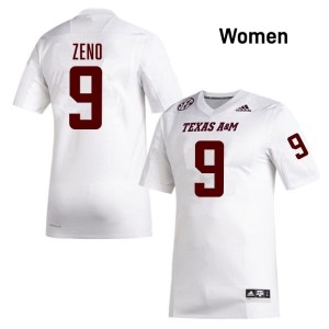 Texas A&M Aggies SEC #9 Jacob Zeno Women Player Football White Game Day Sewn Jersey 93925044