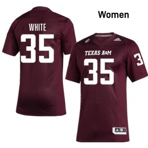 #35 Jared White Aggies SEC Football High School Embroidered Numbers Jersey (Women, Maroon) 69675615