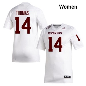 Women Jayvon Thomas Texas A&M Aggies Pride #14 White SEC Sewn University Football Jersey 37902111