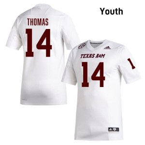 #14 Jayvon Thomas Texas A&M SEC Football NCAA Embroidered Numbers Jersey (Youth, White) 75248458